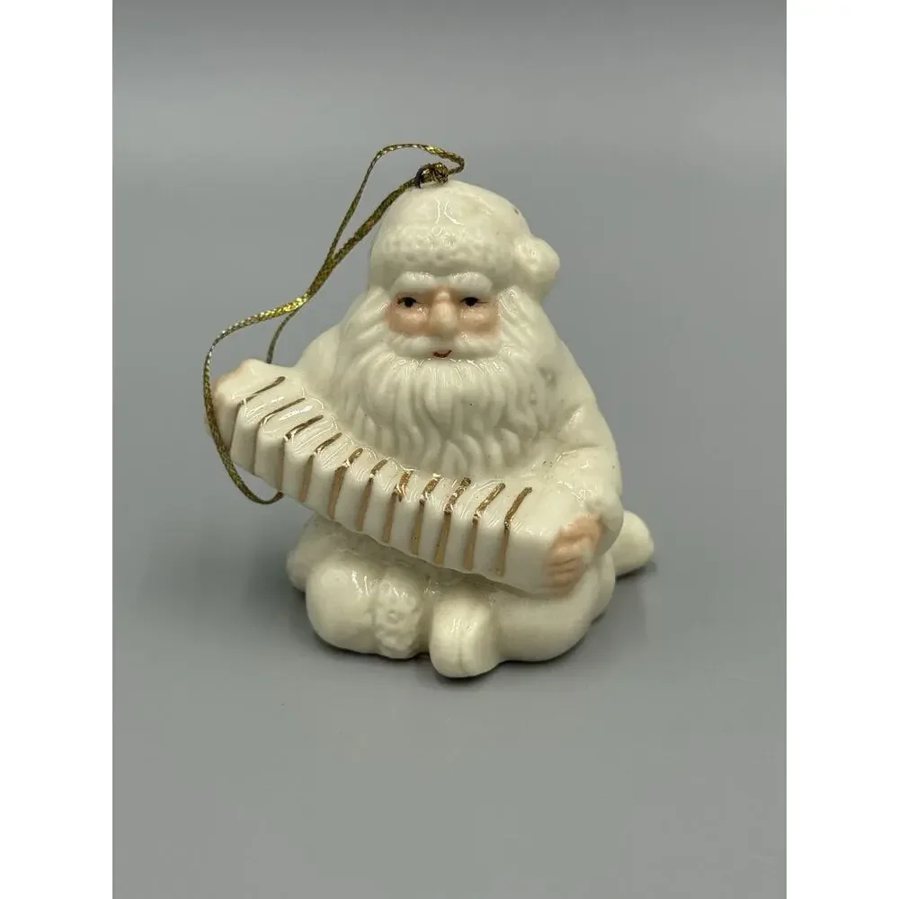 Vintage Giftco Christmas Ornaments Santa Claus Musical Instruments Lot Of 3